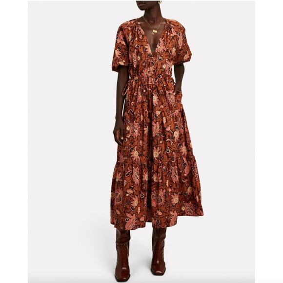 A.L.C. Dresses & Skirts - A.L.C. Mischa Printed Midi Dress in Cognac/Coral